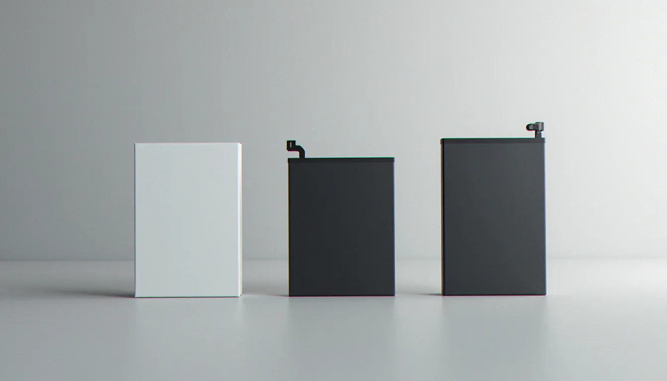 Comparaison côte à côte de trois types de batteries iPhone : originale Apple, OEM certifiée et générique non certifiée, pour aider à choisir la meilleure batterie lors du remplacement