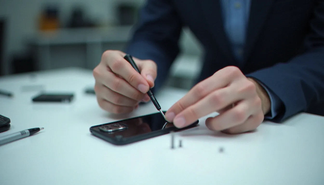 Démontage du dos modulaire vissé d'un smartphone illustrant le système de personnalisation et de réparabilité unique proposé par le CMF Phone 1