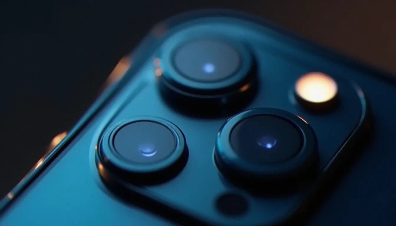 Vue macro des composants du module TrueDepth d'un iPhone incluant le projecteur infrarouge et la caméra frontale responsables du fonctionnement de Face ID