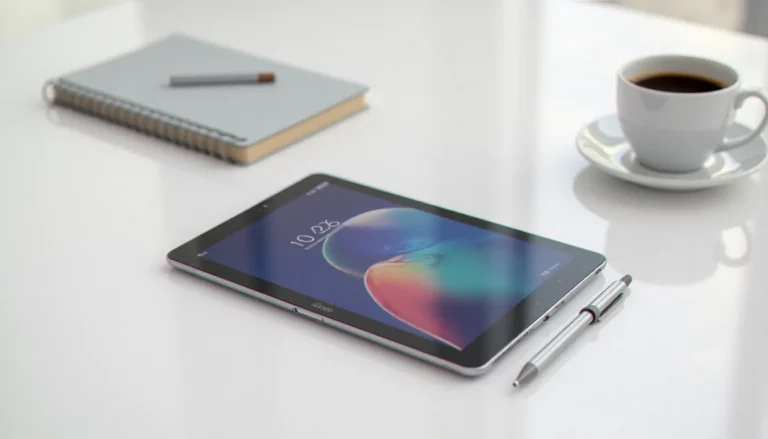 La Honor Pad X8a posée sur un bureau avec son écran allumé montrant l'interface MagicOS, vue de face en lumière naturelle
