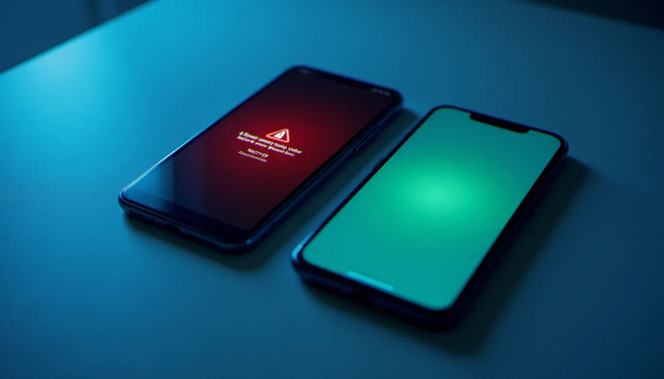 Comparaison entre méthode de root traditionnelle risquée et l'approche systemless sécurisée de Magisk illustrée sur deux smartphones Android