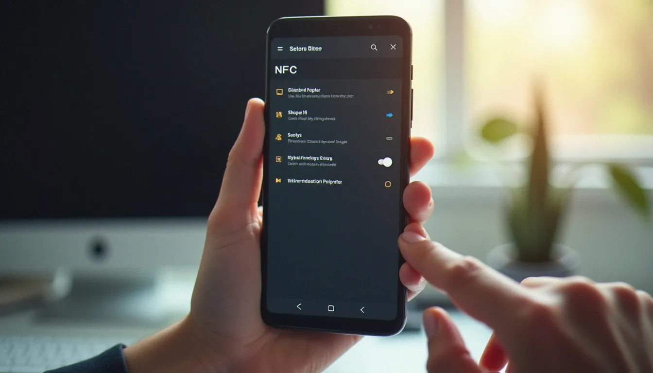 Activation du NFC dans les paramètres de connexion d'un smartphone Android