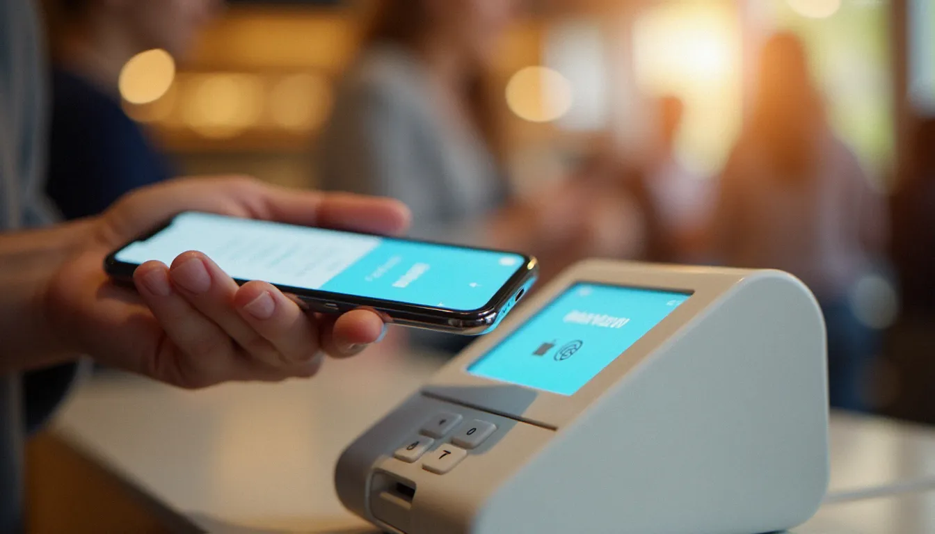 Utilisation du NFC téléphone pour un paiement sans contact sur un terminal de point de vente