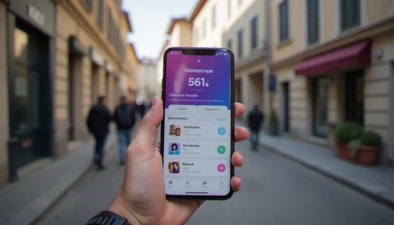 Smartphone affichant une interface d'abonnement mobile dans une rue de Grenoble, illustrant un avis mobile Sosh en conditions réelles