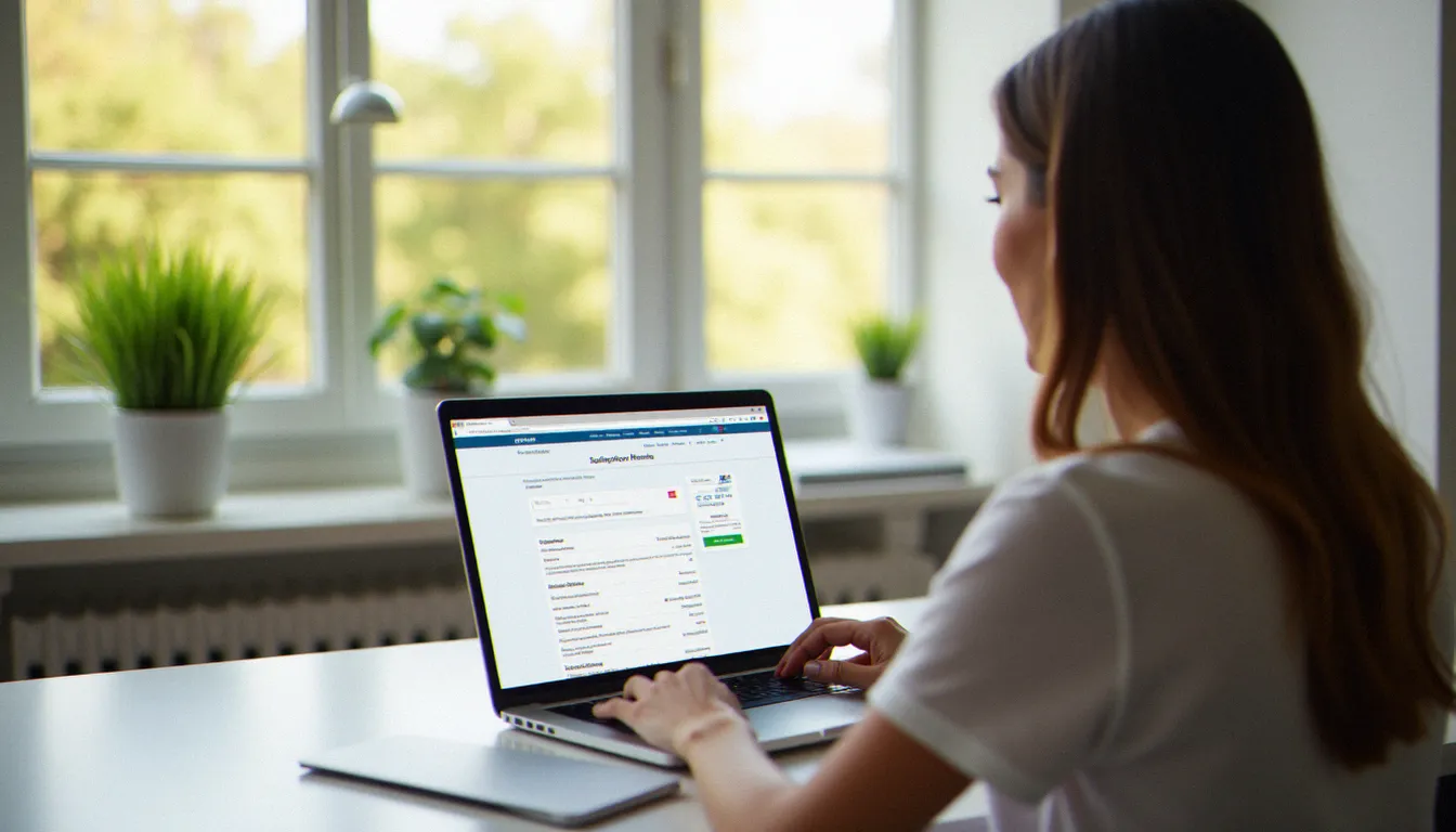Femme consultant son espace abonné sur ordinateur portable pour gérer la résiliation de son forfait mobile Free