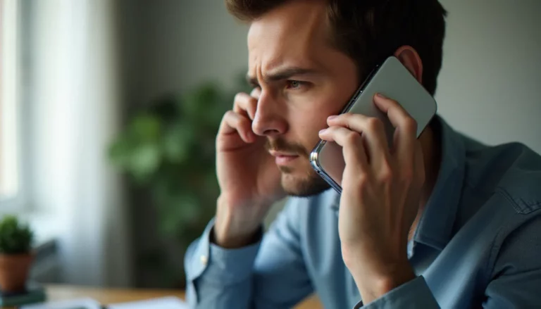 Un homme tenant son smartphone contre son oreille, illustrant les questions de santé liées au mobile dangerous to health