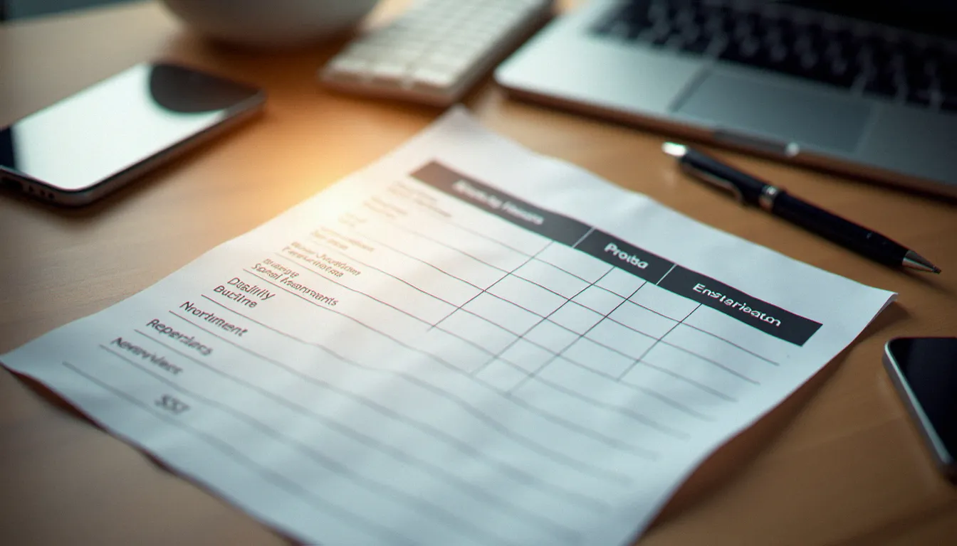 Tableau comparatif d'opérateurs alternatifs posé sur un bureau avec un smartphone, pour choisir le meilleur forfait mobile sans Orange