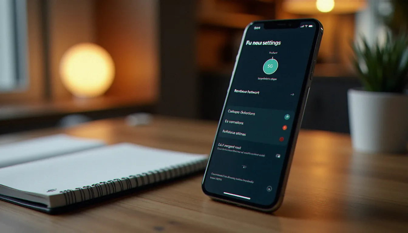 Écran de smartphone affichant les paramètres réseau 5G et la couverture mobile Free en France