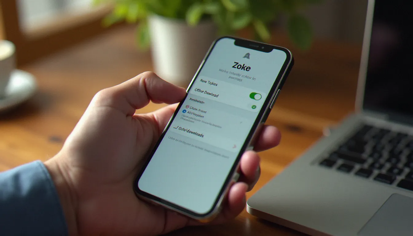 Paramètres d'un smartphone configuré pour fonctionner sans internet avec les téléchargements hors ligne activés