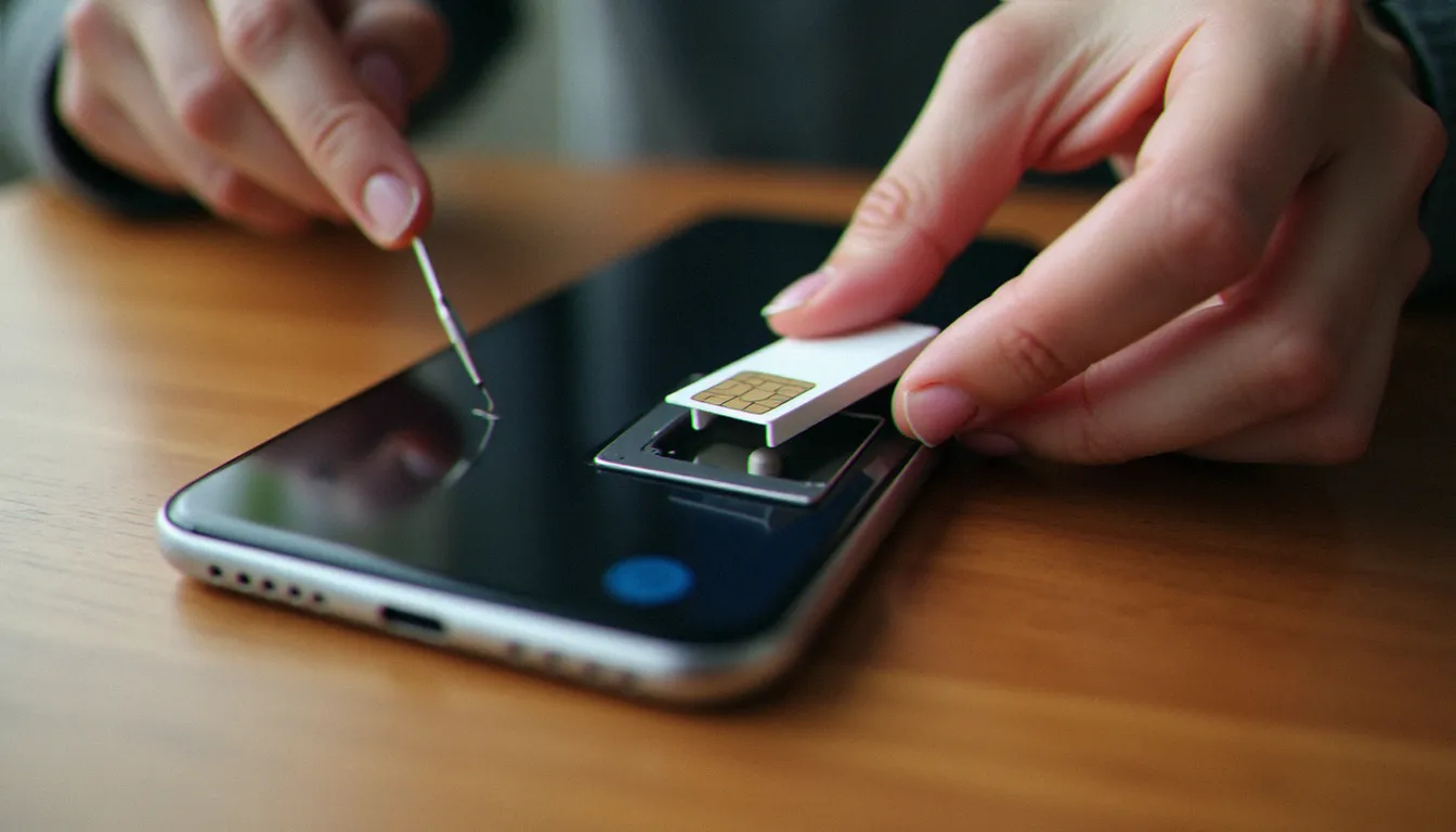 Insertion d'une carte SIM nano dans un smartphone pour activer un forfait Bouygues