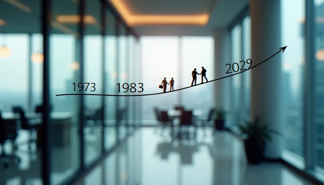Frise chronologique illustrant les grandes étapes de l'invention et de l'évolution du téléphone mobile de 1973 à 2026
